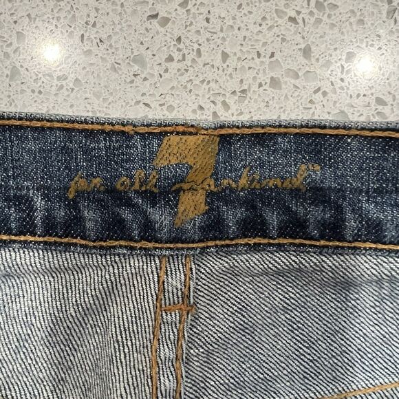 Vtg 7 For All Mankind 7FAM Size 28 Jeans Boy Cut Button Fly Low Rise Stretch - Picture 7 of 13